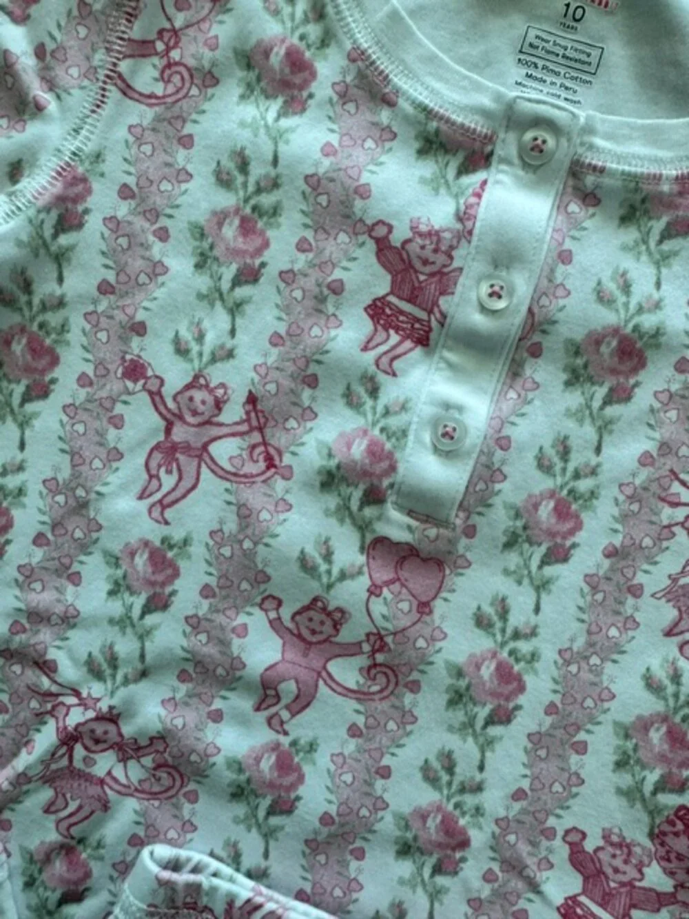 NWOT Roller Rabbit X LoveShackFancy Kids Pink Heirloom Monkey PJ sz.10